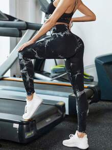 Core Rhythm Tie-Dye Seamless Highly Elastic Sports Leggings Sport Studio High Waisted  Seamless Slim Leggings For Women - Resilient Soft Touch Breathable 4-Way Stretch Legging For Running Cycling Yoga Pickleball Exercize Casual - Multicolor - View 2