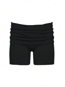 INAWLY Women's Solid Color Simple Daily Shorts