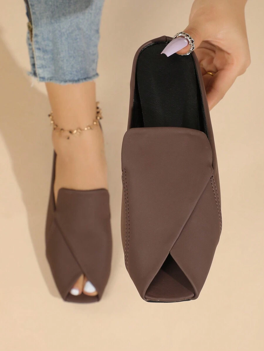 New Summer Fashion Solid Color Casual Elegant Women's Peep Toe High Heel Sandals - Coffee Brown - View 1