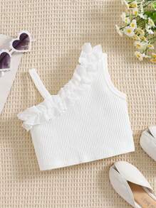 SHEIN Vintaside Kids Baby Girl Off-Shoulder Organza Ruffle Hem  Top - White - View 7