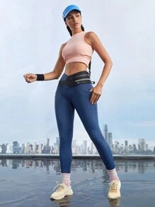 Gameset SHEIN Sport Leggings exteriores sencillos de unicolor para mujer