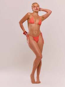 Musera Resort Stripe Tie Back Bikini Top Vacation Summer Beach Resort - Multicolor - View 4