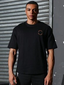 Gym Rark Boyfriend Style Men's Slogan Printed Round Neck Short Sleeve Sports T-Shirt Back To School - Multicolor - View 5