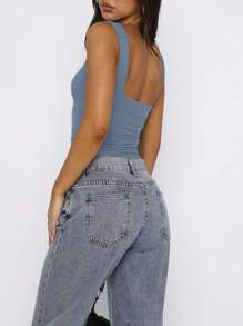 INAWLY Ladies' Simple Solid Color Daily Camisole - Baby Blue - View 2