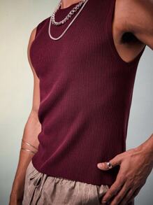 Manfinity Fever City Chaleco de punto para hombre con mangas sin mangas y unicolor, para verano