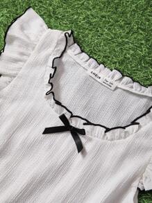 Teen Girls' Simple White Sleeveless Top And Long Pants 2pcs Pajama Set - White - View 4