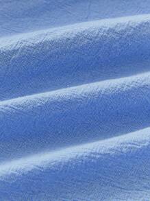 SHEIN Vintaside Kids 夏日新款高品質刺繡背心嬰兒女裝，簡約鄉村風格，竹棉A字型無袖連身裙，前開全扣式設計 - 藍色 - 查看 6