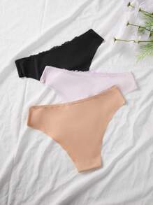 3入組女士薄款蕾絲無痕三角褲 - 彩色 - 查看 5