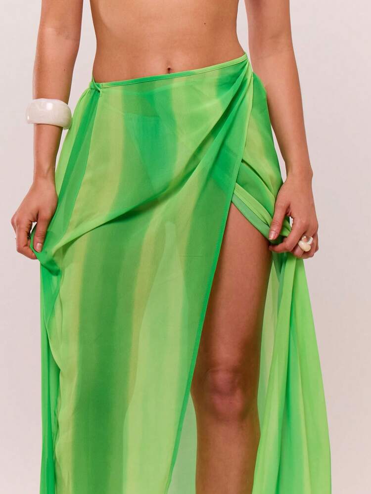 Striped Tie Side Skirt Summer Beach Resort Holiday Spring