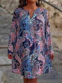 EMERY ROSE Kích thước lớn Của phụ nữ Phong cách Bohemian Tay áo dài Đầm - Nhiều màu - Xem 5