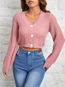 SHEIN PETITE 秋季服飾，粉色袖扣開衫 - 粉色 - 查看 7