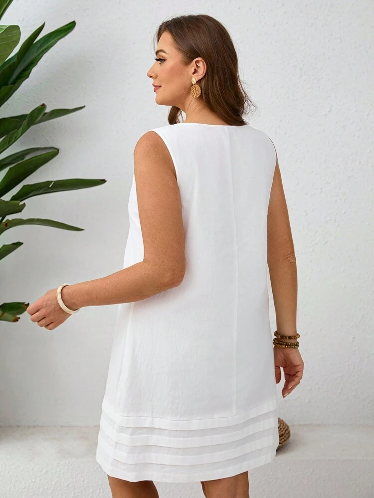 Plus Size Women's Fashionable Solid Color Sleeveless Summer Casual Dress, Everyday Wear,Spring/Vacation