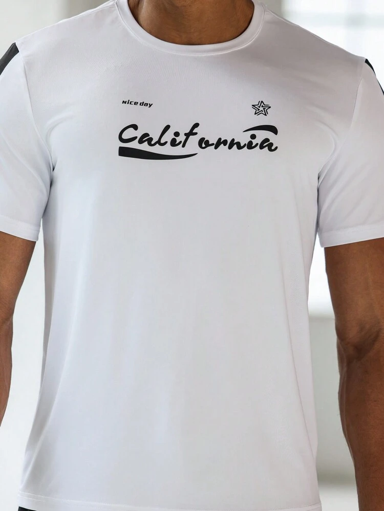 Boyfriend Style Men's Letter Print Summer Short Sleeve Sports T-Shirt