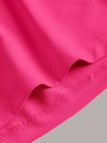 SHEIN EZwear Pink Round Neck Sleeveless Knitted Bodycon Dress, Summer - Hot Pink - View 4