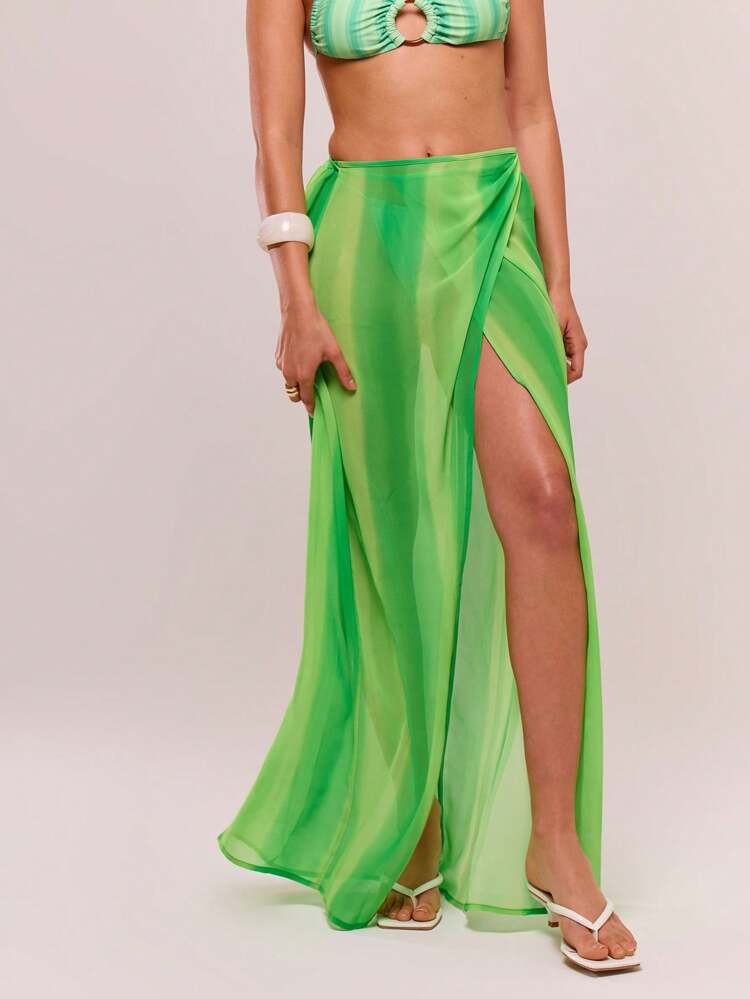 Striped Tie Side Skirt Summer Beach Resort Holiday Spring