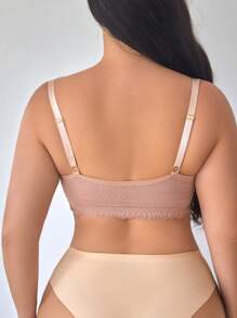 Bra Lingerie Renda Penutup Depan Ukuran Besar dengan Kawat Penyangga, Dijual Satuan - Aprikot - View 2