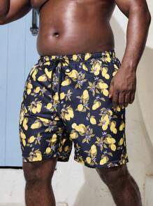 Surfspeed Shorts de playa diarios simples impresos al azar de talla grande para hombres - Multicolor - Ver 1