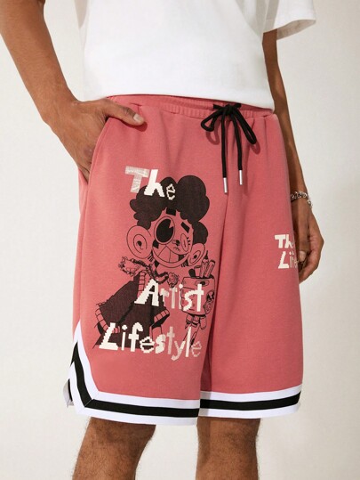 GAWX Pantalones cortos casuales de verano para mujer con estampados de sandía rosa, figura, dibujos animados, letras, rayas y bloques de color para salir