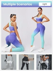 Core Rhythm Seamless Gradient Color Women's Yoga Set For Fitness And Workout Workout Women Setwomen Workout Set Women Leggings Set
