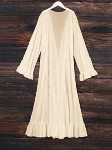 SHEIN Swim Women's Solid Color Simple Daily Kimono Cover Up Summer - Apricot - View 3