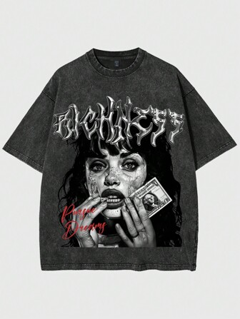 Street Life Maglietta oversize con grafica vintage e stampa di ritratto, adatta per l'estate