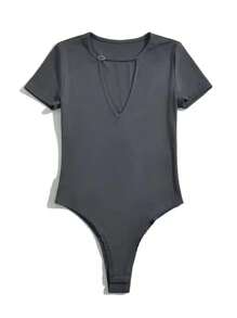 INAWLY Women's Keyhole Neck High Cut Bodysuit