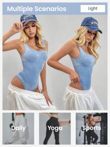 Slayform 女士純色簡約日常運動連身衣