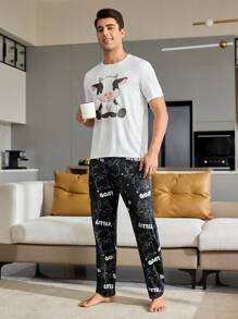 Conjunto de pijama para hombre con estampado de vaca - Multicolor - Ver 6