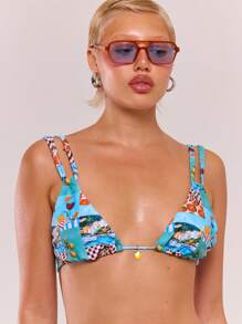 Musera Resort Top de bikini con estampado y doble tirante para playa y vacaciones de verano