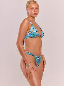 Musera Resort Top de bikini con estampado y doble tirante para playa y vacaciones de verano