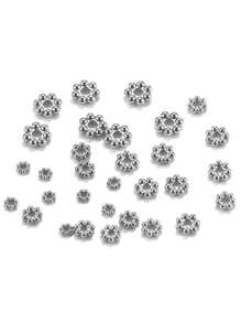 50 pcs/set Kreatif Stainless Steel Bunga Berbentuk DIY Bead Untuk Wanita Untuk DIY Membuat Perhiasan - Perak - View 6