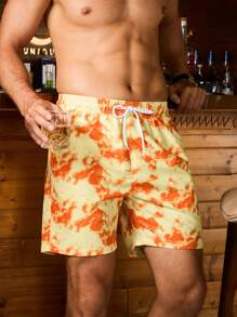 Surfspeed Men's Tie-Dye Drawstring Waist Beach Shorts (Random Cut Print), Summer - Multicolor - View 3
