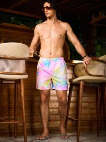 Manfinity Men's Summer Tie-Dye Printed Drawstring Waist Beach Shorts - Multicolor - View 6