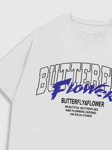 ROMWE MEN Street Life Men Butterfly & Floral Graphic Tee - White - View 5