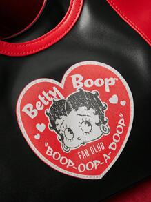 Betty Boop | ROMWE حقيبة يد بطبعة حروف وشخصيات كرتونية عصرية باللونين