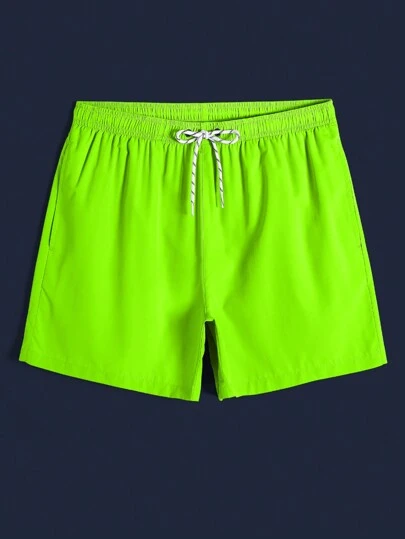 Zalmeno 男士夏季纯色抽绳腰沙滩短裤，夏威夷风