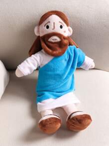1 Peça Pelúcia de Jesus, meu amigo, 34cm, Boneco de Pelúcia Clássico do Cristo Salvador Espiritual Jesus com Sorriso, Brindes de Festa, Presente para Meninos e Meninas, Decoração Doméstica Dia dos Namorados, Casamento dos Namorados, Aniversário - Azul e Branco - Visão 6