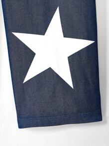 Teen Boys' Round Neck Printed Short Sleeve T-Shirt And Star Printed Pants Summer Outfits, 2pcs/Set