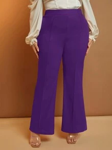 SHEIN SXY Pantalones acampanados de talle alto de talla grande y unicolor para ocasiones casuales