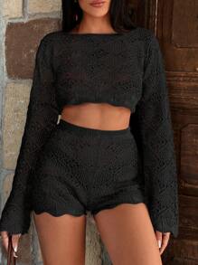 EURMUSE Hollow Out Cover Up Set - Black - View 5