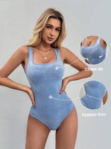 Slayform 女士純色簡約日常運動連身衣