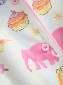 DAZY Bộ đồ ngủ Dopamine in hình chú voi dễ thương - màu xanh lá - Xem 9