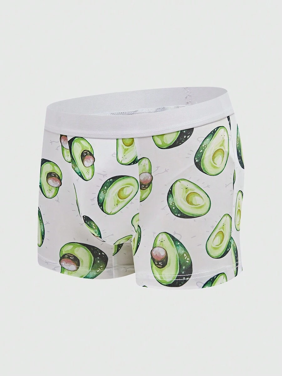 Calzoncillos bóxer estampados de aguacate de moda para hombre - Blanco - Ver 1