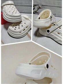 Fashionable New Silver Diamond Bear Sandals (DIY Accessories For Self-Installation), Women's Non-Slip Pool Beach Summer Home Slippers With Removable Decorative Thick-Bottomed Female Hole Shoes