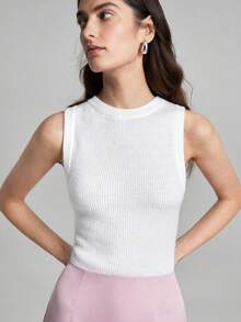 Ontre Solid Vintage Knitted Top - Beige - View 7