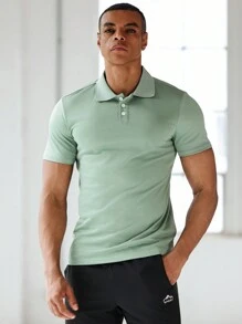 Boyfriend Style Men's Simple Solid Short Sleeve Polo Sports T-Shirt Golf Shirt Gym Wear For Mengym Wear Mengreen Polo For Menpolo Green For Mengym Men Clothes - Green - View 4