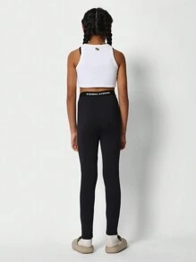 SUMWON Tween Girls Crop Fit Tank Top And Leggings 2 Piece Set - Black and White - View 2