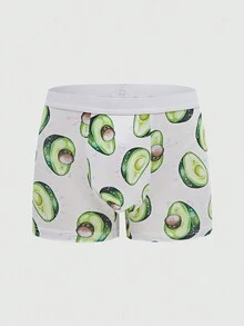Calzoncillos bóxer estampados de aguacate de moda para hombre - Blanco - Ver 3