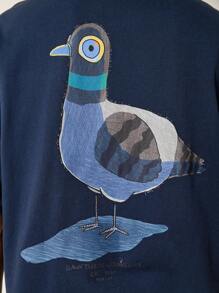 GAWX 艺术家男士合作印花短袖 T 恤，图案 T 恤适合春夏季日常穿着，100% 纯棉，节日、新年、度假、节日 - 寶藍色 - 查看 5