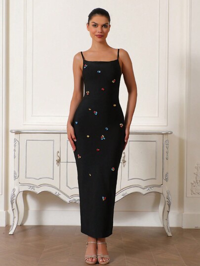 European And American Style Sexy V-Neck Sequined Bodycon Dress With Hip Package, Formal Occasion Dress